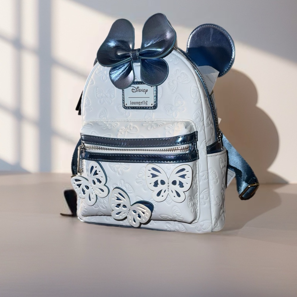 Disney Kids Backpack with Blue and White Butterflies